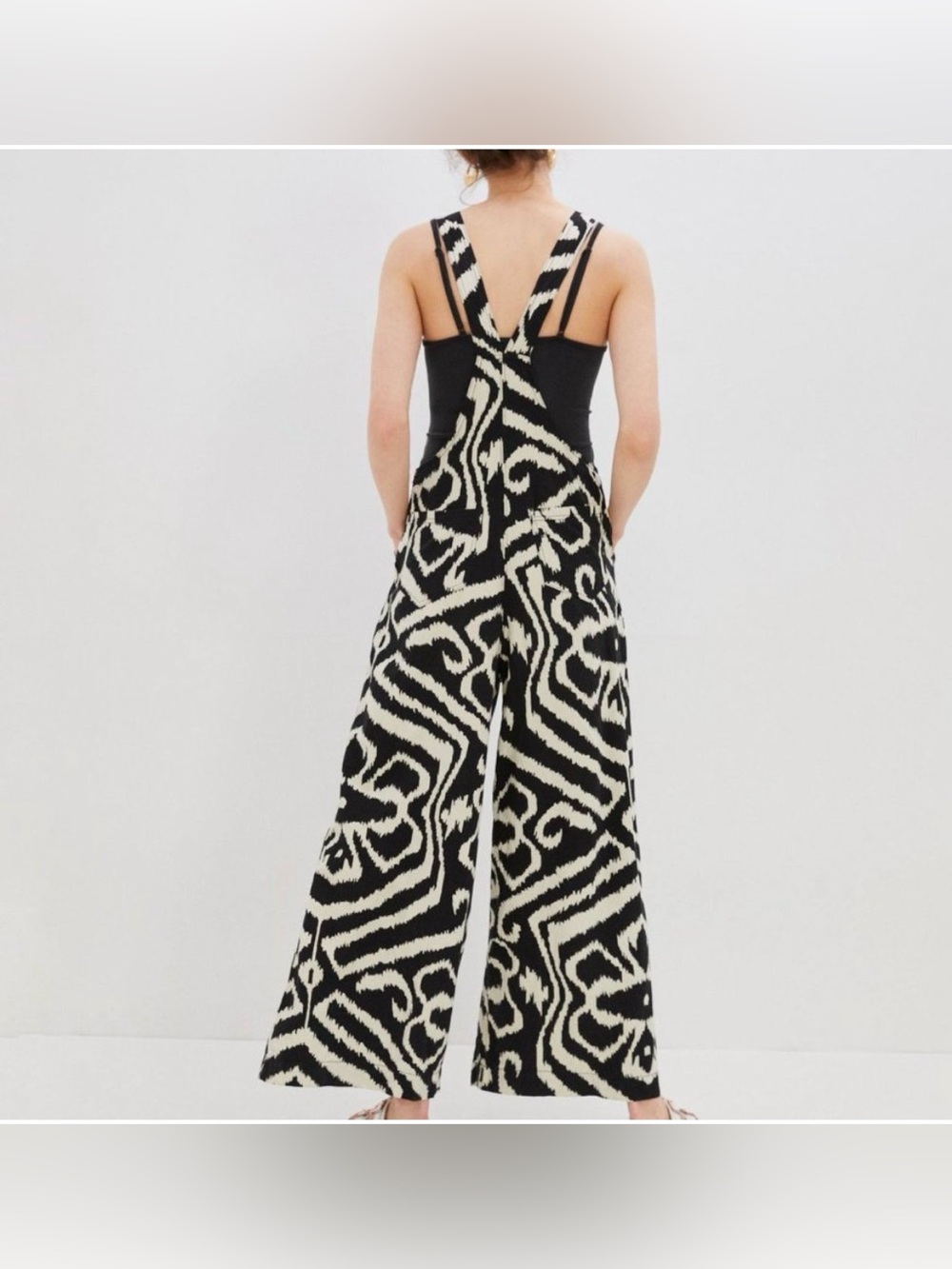 Anthropologie Constance Wide-Leg Overalls Black & White Size M - Picture 3 of 14